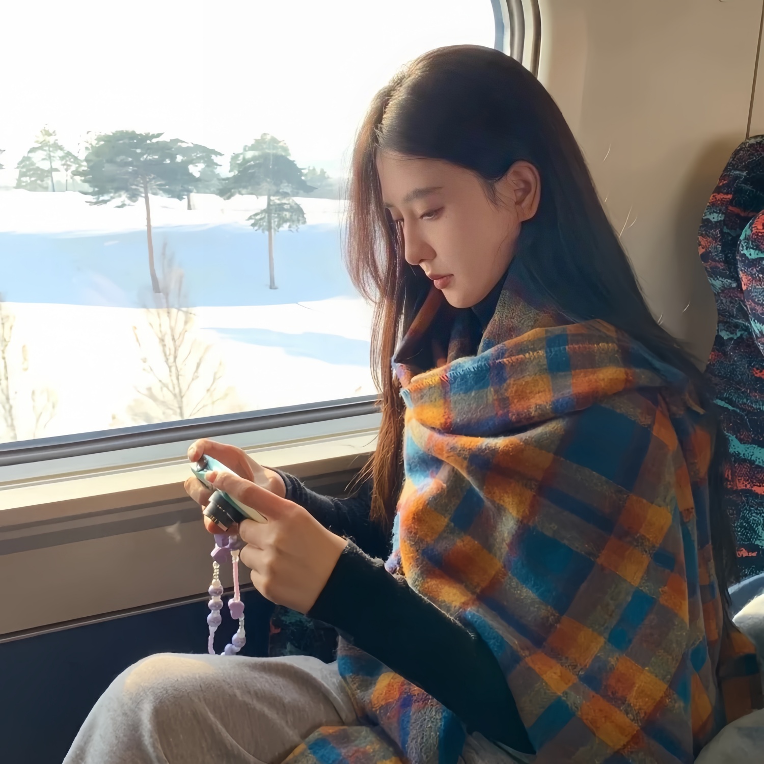 秋冬新款英伦复古格子仿羊绒围巾女冬季韩版学生加厚保暖长款披肩