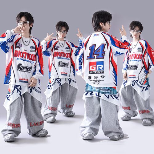 少儿嘻哈街舞演出服男孩卫衣套装女孩hiphop潮牌爵士舞服装炸街潮