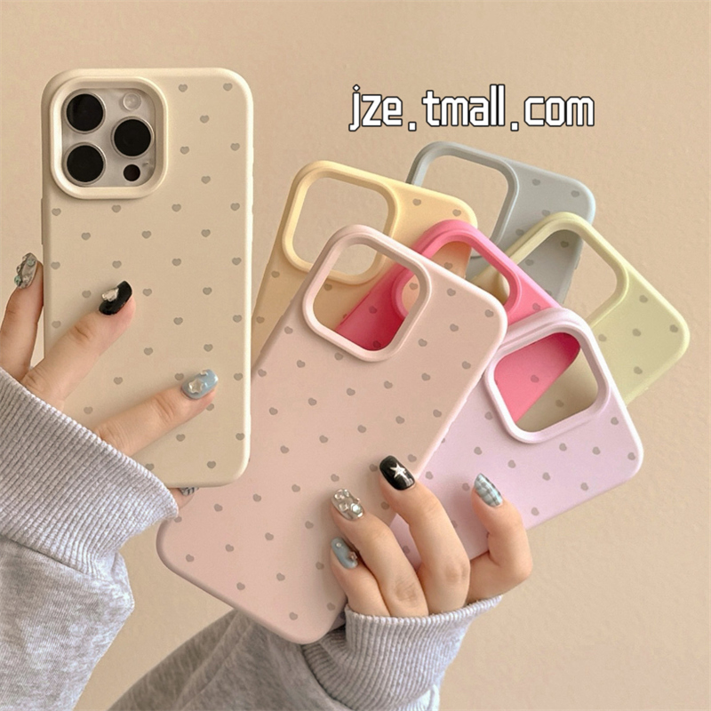 韩系简约纯色小爱心适用苹果14手机壳iPhone13ProMax新款15pro防摔12女款小众11硅胶14pro个性创意全包软壳套
