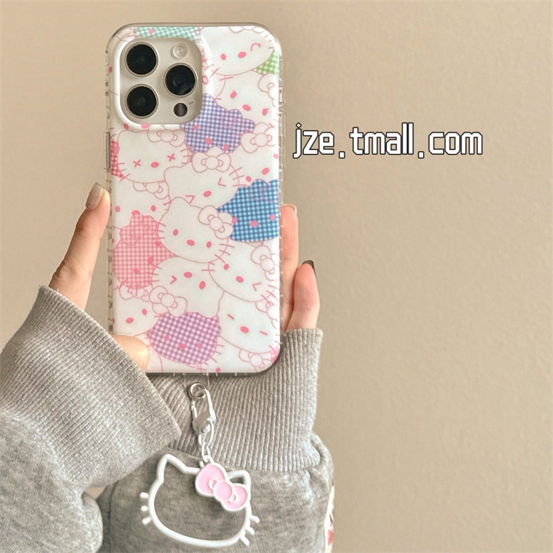 ins可爱彩色HelloKitty卡通适用苹果15手机壳iphone16ProMax新款15promax女13带挂饰16pro超好看14全包保护套