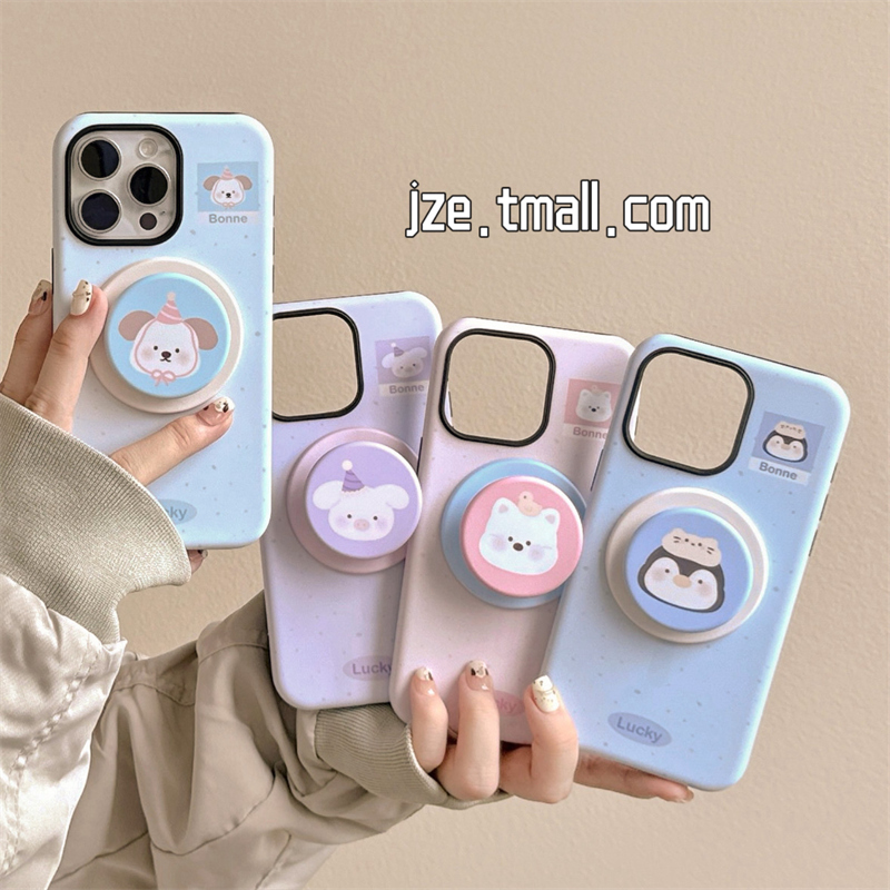 ins可爱卡通西高地企鹅支架适用苹果15磁吸手机壳iphone16ProMax新款15promax女款13二合一16pro全包14保护套