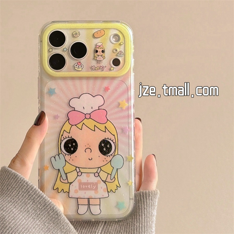 jze 趣味彩星星卡通厨师小玉女孩适用苹果17ProMax手机壳iphone15新款16pro超好看17pro双层14全包防摔手机套