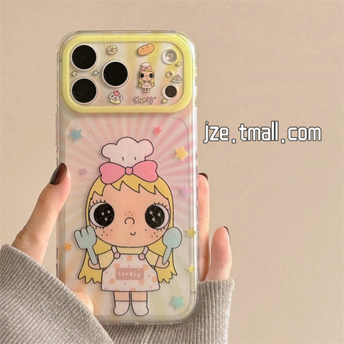 jze 趣味彩星星卡通厨师小玉女孩适用苹果17ProMax手机壳iphone15新款16pro超好看17pro双层14全包防摔手机套