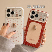 jze韩系ins可爱碎花立体闪钻小熊适用苹果17ProMax手机壳iphone15新款 16pro少女13全包15pro双层14防摔手机套