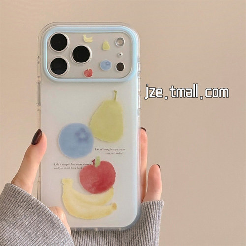 jze韩风ins简约彩色油画水果插画适用苹果17ProMax手机壳创意iphone15新款16pro女17pro双层14全包防摔手机套