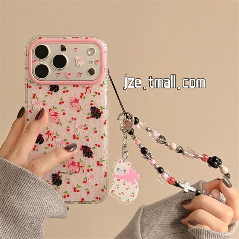 jze 韩风可爱少女樱桃猫咪适用苹果17ProMax手机壳春天iphone15新款16pro全包13双层15pro超好看14防摔手机套,3C数码配件,手机保护套/壳,淘宝优惠券,粉丝福利购,淘宝优惠卷