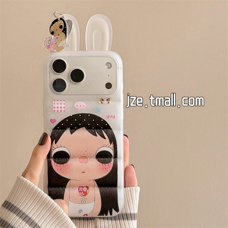 jze ins可爱立体兔耳朵卡通小玉适用苹果17ProMax手机壳iphone15pro新款16pro少女心17pro防摔手机套14软硅胶