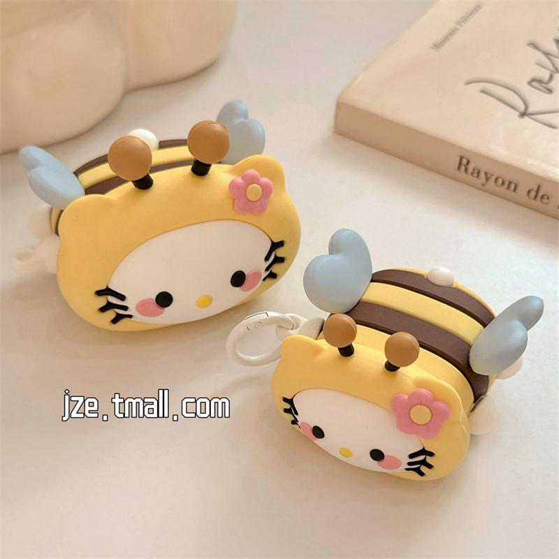可爱卡通蜂蜜KT猫适用苹果新4代airpods蓝牙无线耳机保护套airpods1/2/3硅胶软壳airpodspro二代新款网红创意