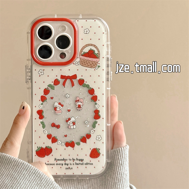 可爱草莓HelloKitty卡通适用iphone16promax手机壳苹果13新款15promax气囊防摔14少女心小众12全包硅胶保护套