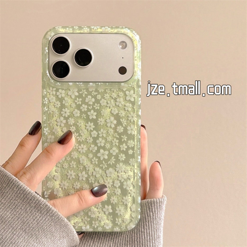jze春日ins风小清新绿色小花朵适用苹果17ProMax手机壳iphone15新款16pro少女心17pro超好看14全包防摔手机套
