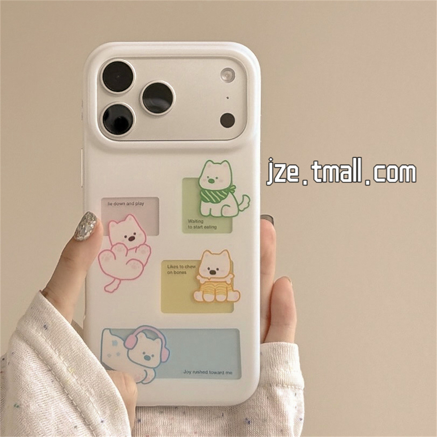 jze 萌系可爱缕空西高地小狗英文适用苹果17ProMax手机壳是iphone16pro新款17女款15pro创意14全包防摔手机套