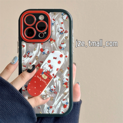 jze羽纱可爱HelloKitty卡通适用苹果15手机壳iphone16ProMax新款15promax女款13创口贴支架16pro全包14保护套