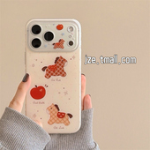 jze 韩风米黄可爱苹果格纹小马适用苹果17ProMax手机壳iphone15新款 16pro女13双层15pro全包防摔保护套14超火