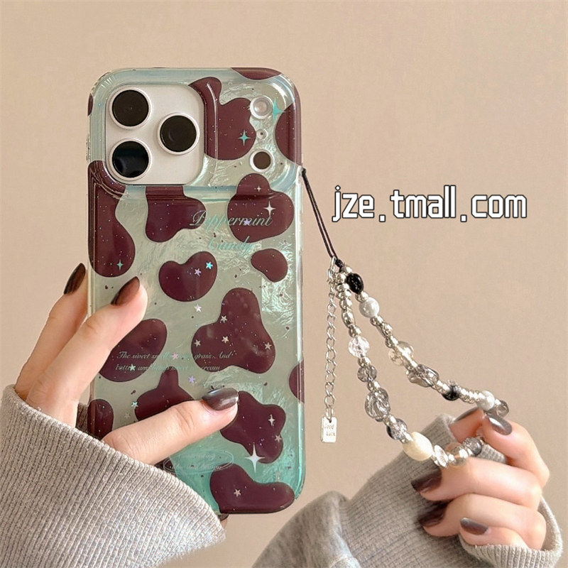 jze韩系ins时髦小众绿棕豹纹适用苹果17ProMax手机壳高级感iphone15新款16pro女款17pro双层14全包防摔手机套