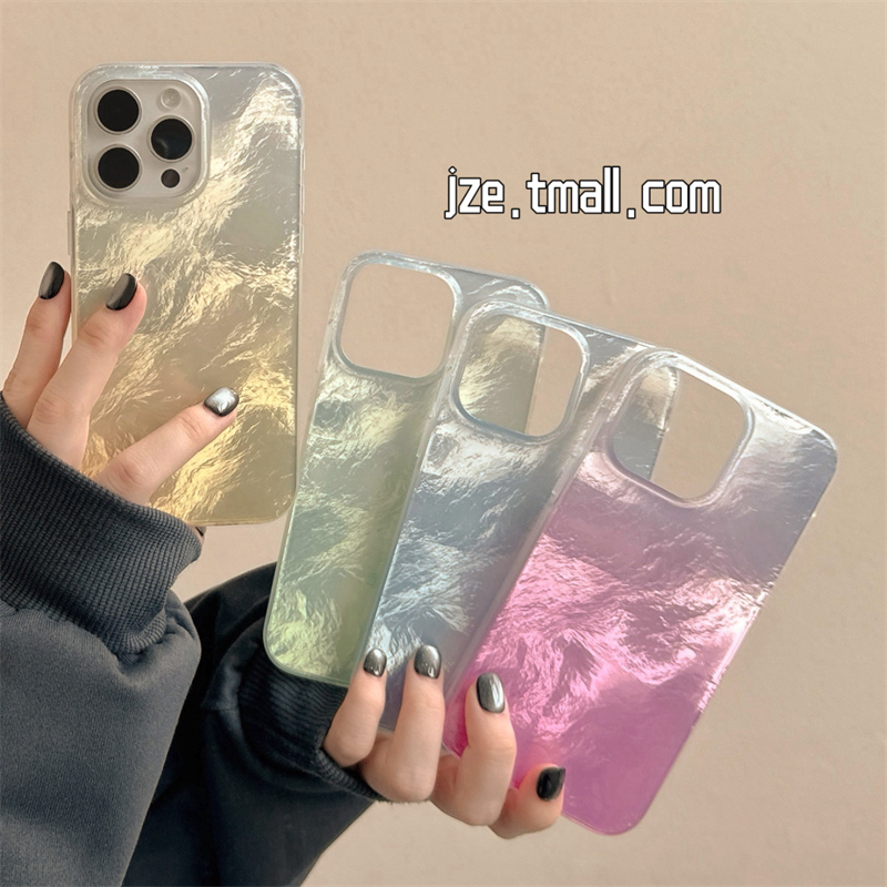 羽纱渐变锡纸适用苹果14手机壳iPhone13ProMax新款15pro防摔12女款小众11硅胶14pro高级感情侣简约全包保护套
