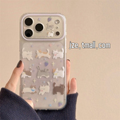 jze少女心透紫镭射卡通猫咪适用苹果17ProMax手机壳iphone15新款 16promax可爱小众17pro创意全包防摔手机套14