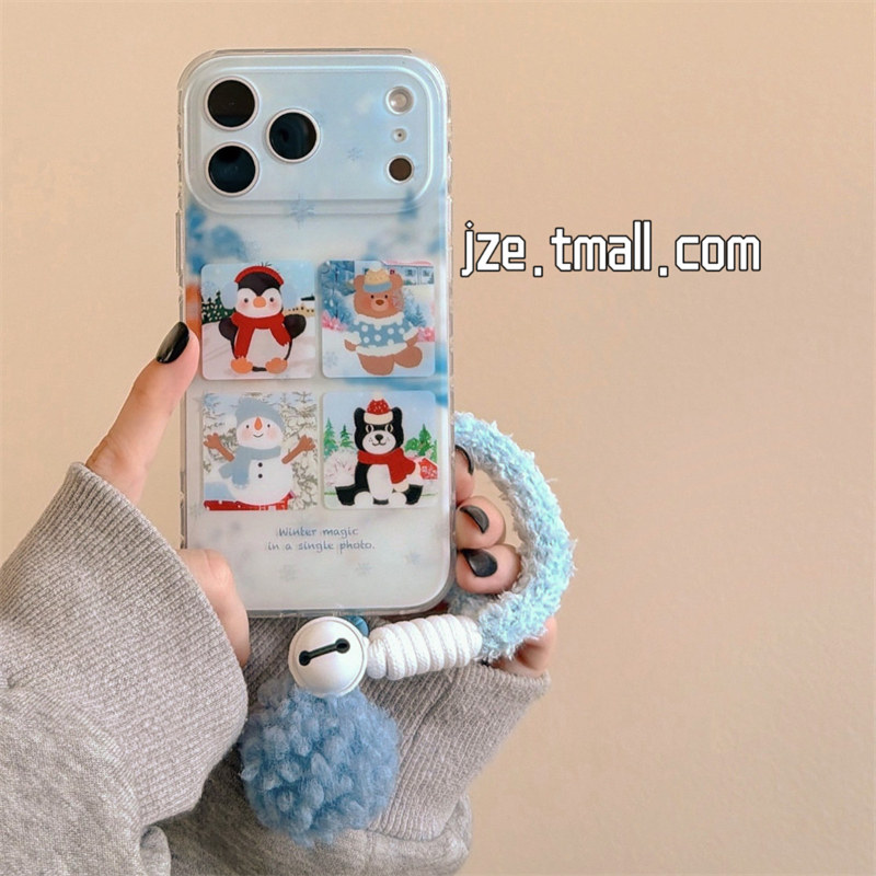 jze 秋冬可爱四宫格jellycat卡通适用苹果17ProMax手机壳iphone15新款16pro女13双层15pro带挂绳14防摔保护套