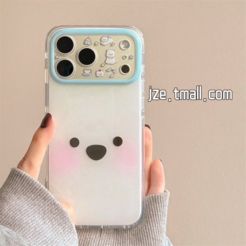 jze 呆萌可爱白色西高地小狗适用苹果17ProMax手机壳iphone15新款16pro女款17pro超好看14双层全包防摔手机套