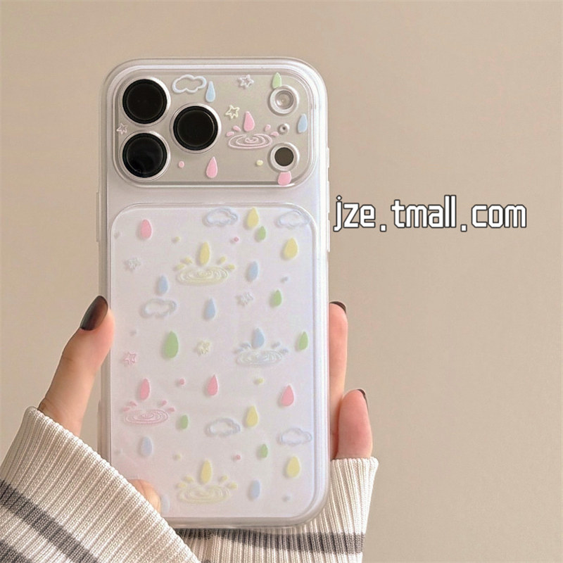 jze夏日ins风清新小众彩色雨滴适用苹果17ProMax手机壳二合一iphone15新款16pro女款17pro超好看14防摔手机套