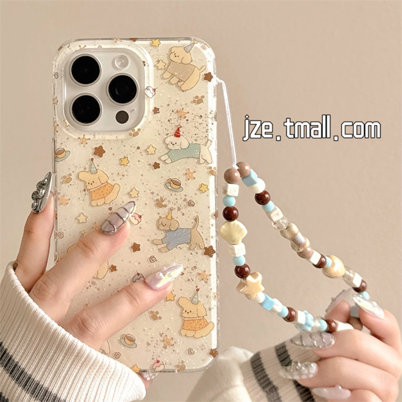 韩风趣味可爱星星小狗适用苹果15手机壳iPhone16ProMax新款15pro防摔13女款小众12双层闪粉14pro全包保护套男