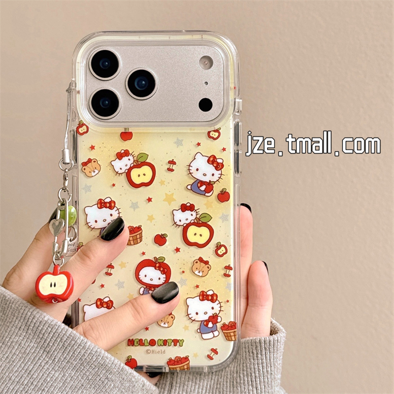 jze 甜美可爱红苹果五角星哈喽kt猫适用苹果17ProMax手机壳iphone15新款16pro女13小众15pro双层14防摔保护套