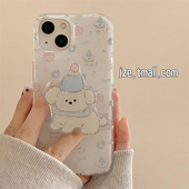 卡通可爱小狗带支架适用苹果17手机壳软萌iPhone16ProMax新款 小众13韩系14pro全包简约壳11 男15pro防摔12女款