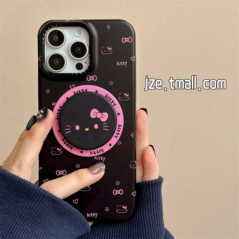 jze ins甜酷可爱kitty猫磁吸支架适用苹果15手机壳iPhone16ProMax新款15pro防摔13女款小众12菲林壳14pro全包