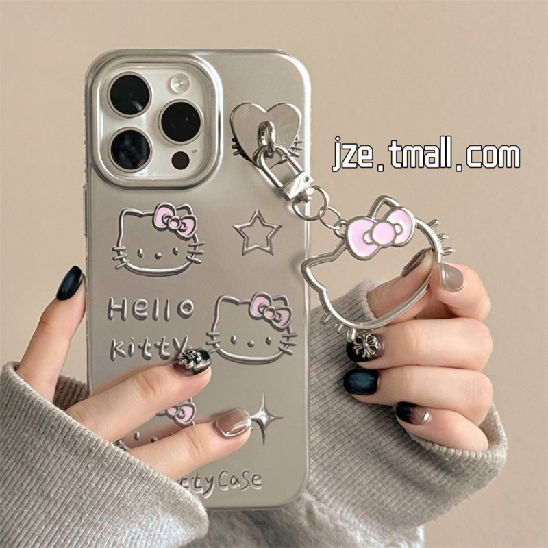 磨砂银HelloKitty可爱卡通适用苹果15手机壳iPhone16ProMax新款15pro防摔13女款小众12创意14pro超好看全包套