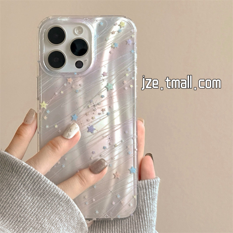 jze韩风小众涂鸦线条彩色星星适用苹果15手机壳iphone16ProMax新款15promax少女13双层16pro全包镭射保护套14