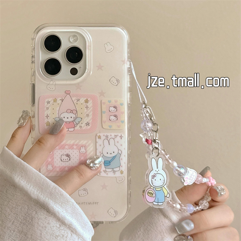 ins甜美粉色可爱HelloKitty适用苹果15手机壳iphone16ProMax新款15promax女款13带链条16pro双层14全包保护套