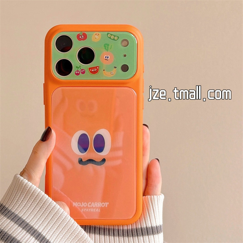 jze 趣味卡通可爱胡萝卜表情适用苹果17ProMax手机壳橙色iphone15新款16pro女款17pro大视窗秒变14防摔手机套
