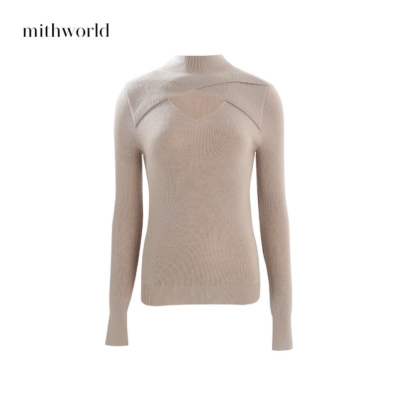 mithworld沵媞纯色镂空针织衫