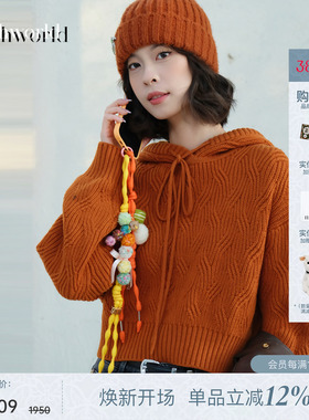 mithworld沵媞 2026春季新款高领套头针织衫羊毛百搭上衣红色女装