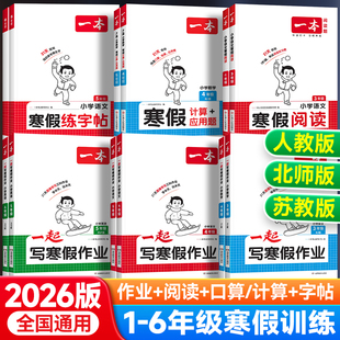 2026版 寒假衔接小学生寒假阅读口算计算题练字帖专项训练书寒假预复习 一本一起写寒假作业一三四二五六年级下册语文数学英语人教版