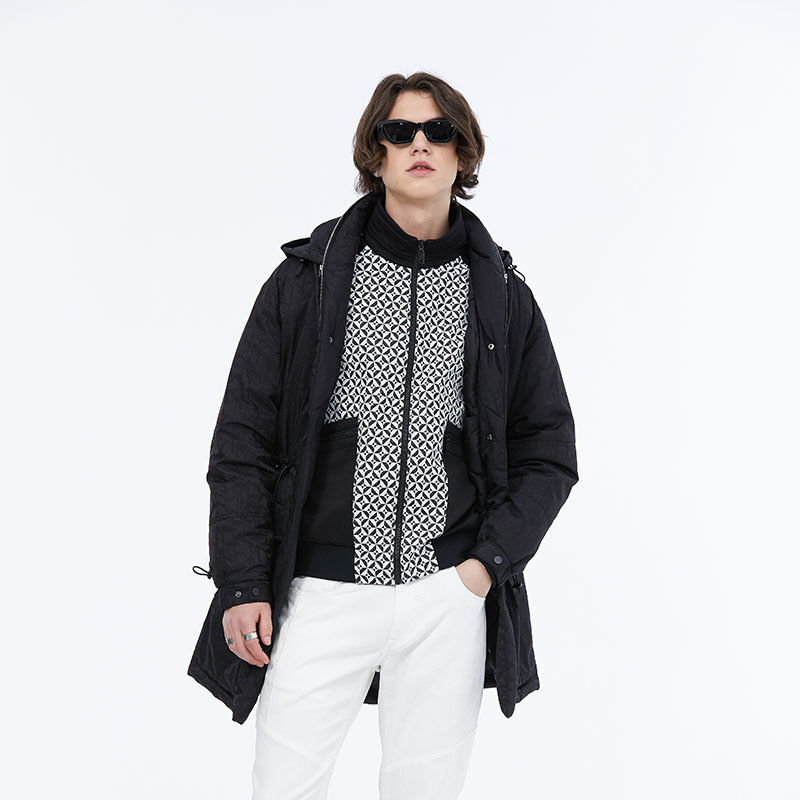 DAVID NAMAN【品质鹅绒】冬季休闲男士满身字母logo连帽款羽绒服