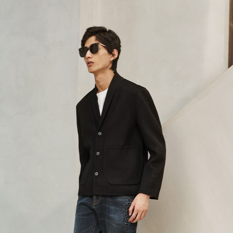 DAVID NAMAN男装秋冬款西装领短款纯色商务休闲保暖毛呢大衣外套,男装,毛呢大衣,淘宝优惠券,粉丝福利购,淘宝优惠卷