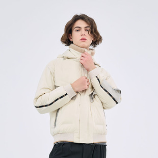 DAVID NAMAN【品质鹅绒】秋冬新款毛领连帽保暖短款羽绒服外套男