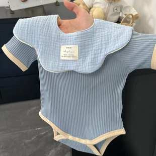 INS欧美风婴儿三角包屁衣宝宝弹性连体衣百天拍照衣服短袖哈衣T恤