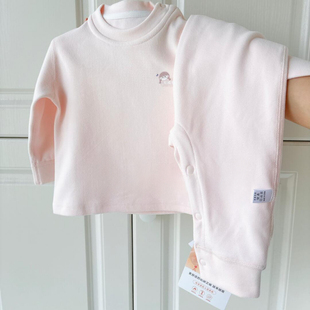 秋冬婴儿德绒保暖内衣宝宝套头打底衣分体套装护肚高腰裤裆部可开