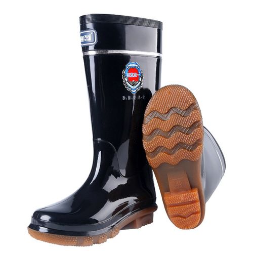 新款男高筒雨靴1903黑色防酸碱劳保高帮雨鞋三防胶鞋防护水鞋