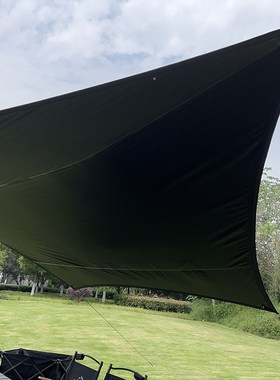 高品质户外露营蝶形天幕300格纹黑胶天幕防水PU5000MM全遮光凉棚