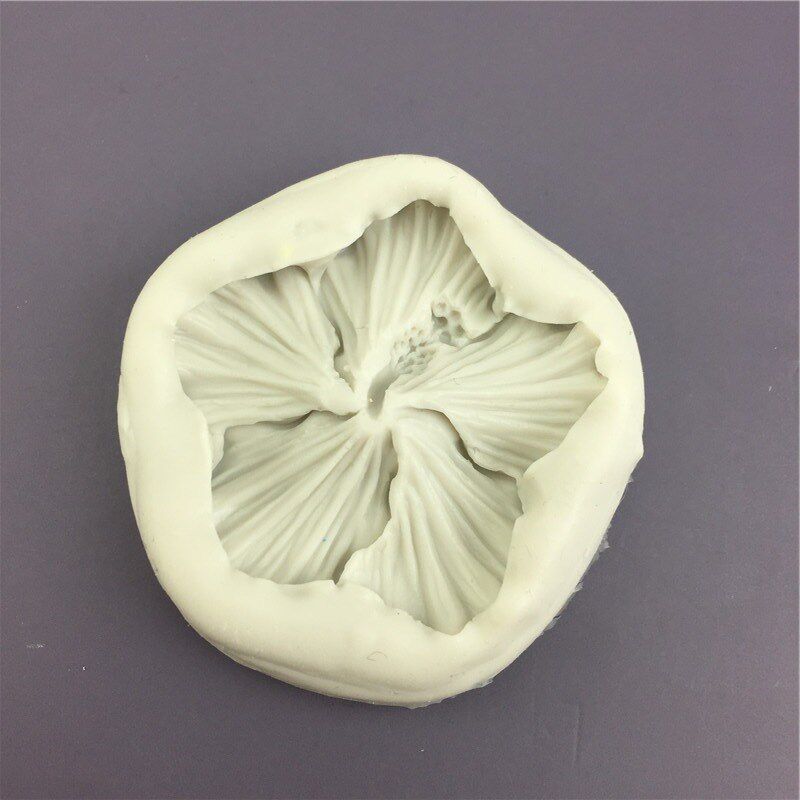 IY五瓣花扶桑花朵硅胶模具巧克力烘焙翻糖石膏香皂滴胶装饰工具