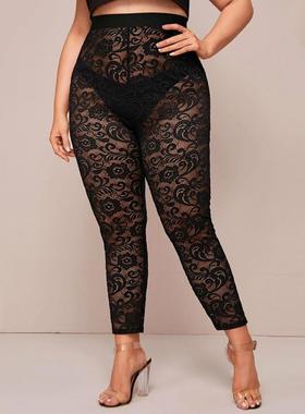 plus size women pants lace big ladies trousers XL-4XL 蕾丝裤