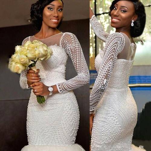 South African Long Sleeves Wedding Dresses Mermaid De Novia