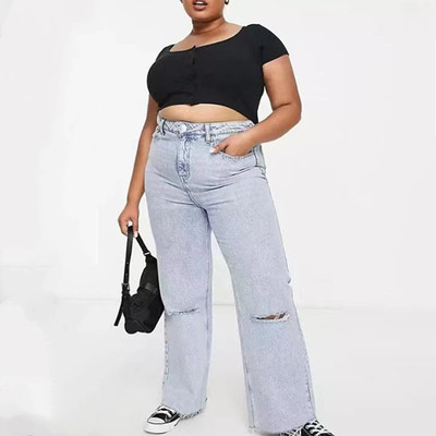 L-4XLplus size fashion jeans women trousers fat ladies pants