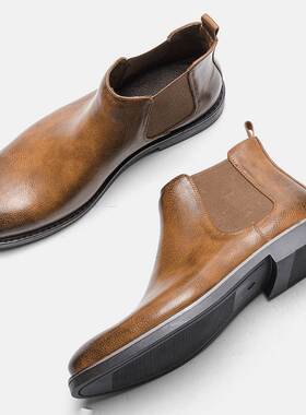 40~46 Chelsea Boots Men Comfortable Fashion Leather Shoes