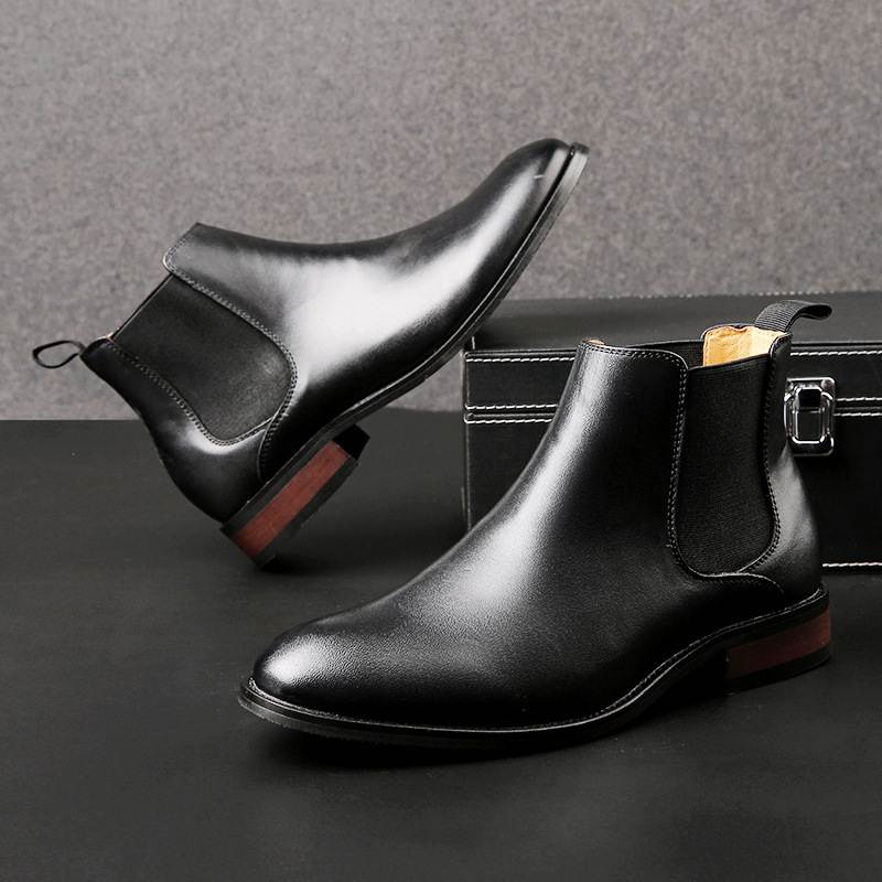 Autumn Winter Genuine Leather Shoes For Men Chelsea Boots