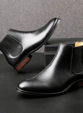 Autumn Winter Genuine Leather Shoes For Men Chelsea Boots