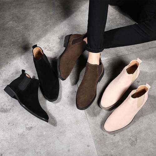 Martin Chelsea Boots For Men Winter Warm Shoes牛皮切尔西靴男