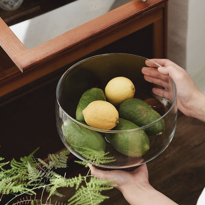 Glass high foot fruit plate, salad bowl, tea table ornaments